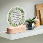 Personalized Custom Name Acrylic LED Night Light - full view in a bedroom setting | Our Phoenix Rise