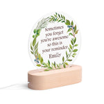 Personalized Custom Name Acrylic LED Night Light - side view of the wooden base and acrylic panel | Our Phoenix Rise