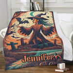 Personalized Halloween Witch Throw Blanket - detailed design | Our Phoenix Rise