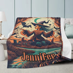 Personalized Halloween Witch Throw Blanket - folded on couch | Our Phoenix Rise
