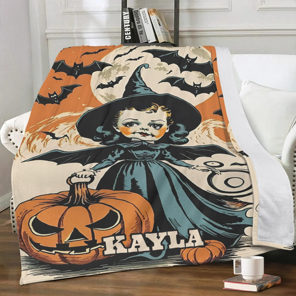 Personalized Halloween Witch Throw Blanket