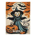 Personalized Halloween Throw Blanket - Close-up of Witch & Pumpkin | Our Phoenix Rise