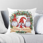 Christmas Gnome Wreath Pillow Cover - Close up of gnomes and banner text | Our Phoenix Rise