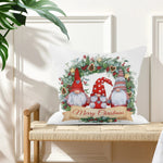 Christmas Gnome Wreath Pillow Cover - On sofa with white background | Our Phoenix Rise