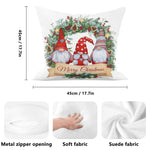 Christmas Gnome Wreath Pillow Cover - Fabric texture and corner detail | Our Phoenix Rise