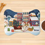 Personalized Christmas Corgi Dog Feeding Mat - Close Up of Custom Name | Our Phoenix Rise