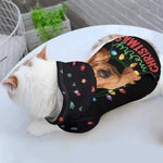 Personalized Dog Christmas Hoodie - Black with cat wearing it, side view | Our Phoenix Rise