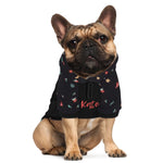 Personalized Dog Christmas Hoodie - Dog wearing black hoodie, front angle | Our Phoenix Rise