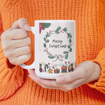 Christmas Coffee Mug 15 oz - Angled View with Merry Christmas Wreath | Our Phoenix Rise