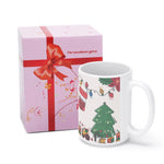 Christmas Coffee Mug 15 oz - Side View Showing Festive Train and Gift Design | Our Phoenix Rise