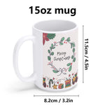 Christmas Coffee Mug 15 oz - Angled Back View with Christmas Tree Design | Our Phoenix Rise