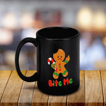 Personalized Angry Gingerbread Man Christmas Mug - Two mugs, one with 'Bite Me' and one with custom name | Our Phoenix Rise