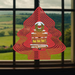 Personalized Christmas Tree Wind Spinner - hanging in front of window with countryside view | Our Phoenix Rise