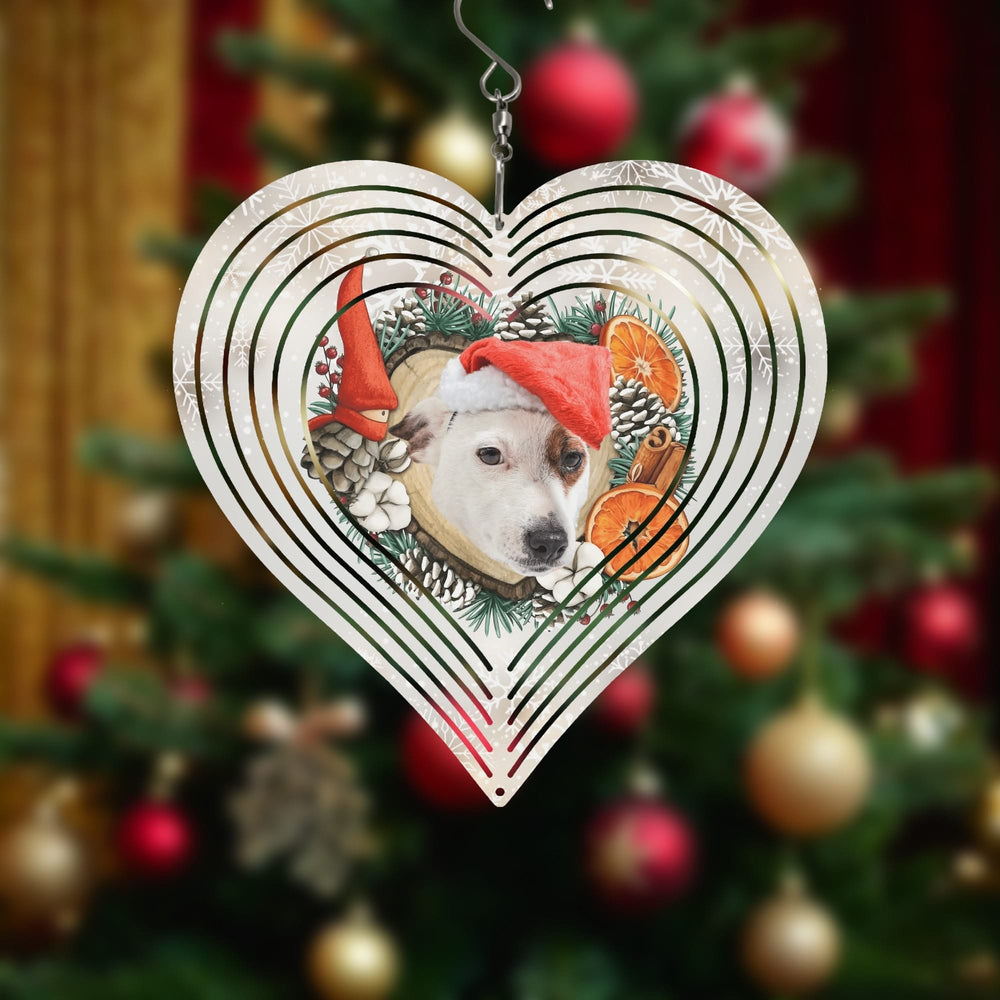 Personalized Pet Photo Heart Wind Spinner Christmas