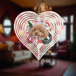 Personalized Pet Photo Christmas Heart Wind Spinner - Detailed view in cafe setting | Our Phoenix Rise