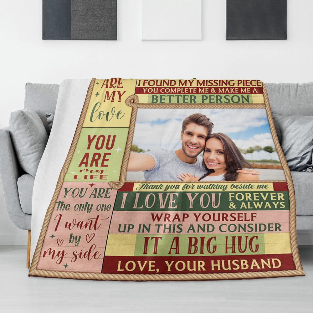 Personalized Photo Flannel Blanket for Couples