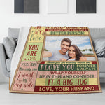 Personalized Photo Flannel Blanket for Couples - Couple on blanket with text | Our Phoenix Rise