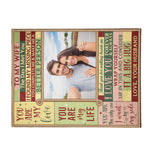 Personalized Photo Flannel Blanket for Couples - Close up of design and text | Our Phoenix Rise