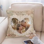 Personalized Photo Remembrance Pillow Cover - Close-up of lace heart design | Our Phoenix Rise