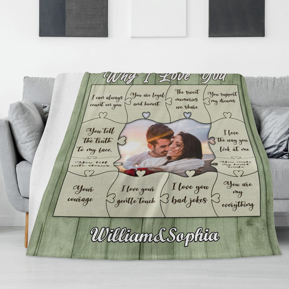 Personalized Couple Photo Blanket Why I Love You