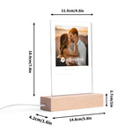 Personalized Music Player Acrylic Plaque - Top-down view of acrylic plaque on wooden base, highlighting custom photo quality | Our Phoenix Rise