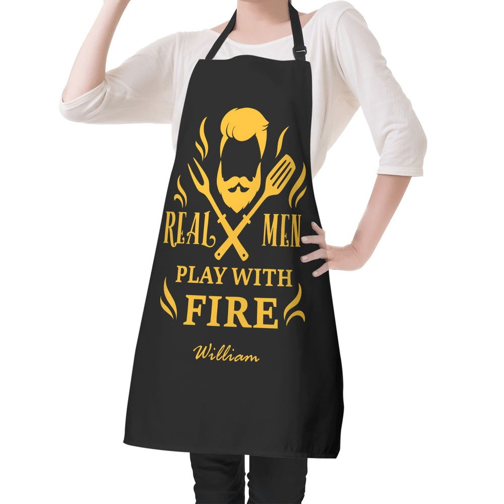 Personalized Mens Grilling Apron - Real Men Play With Fire