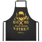 Personalized Men's Grilling Apron - Man wearing apron, front view isolated on white | Our Phoenix Rise