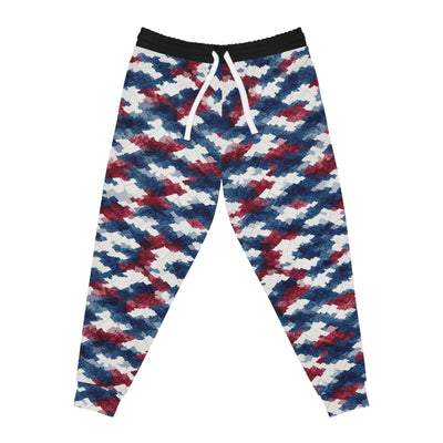 Patriotic Blue Red Houndstooth Joggers — All-Over Print Athletic Sweatpants