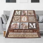 Personalized Photo Mom Blanket - Warm Mother's Day blanket on a living room couch | Our Phoenix Rise