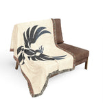 Phoenix Silhouette Woven Blanket | Tribal Bird Throw, Boho Home Decor