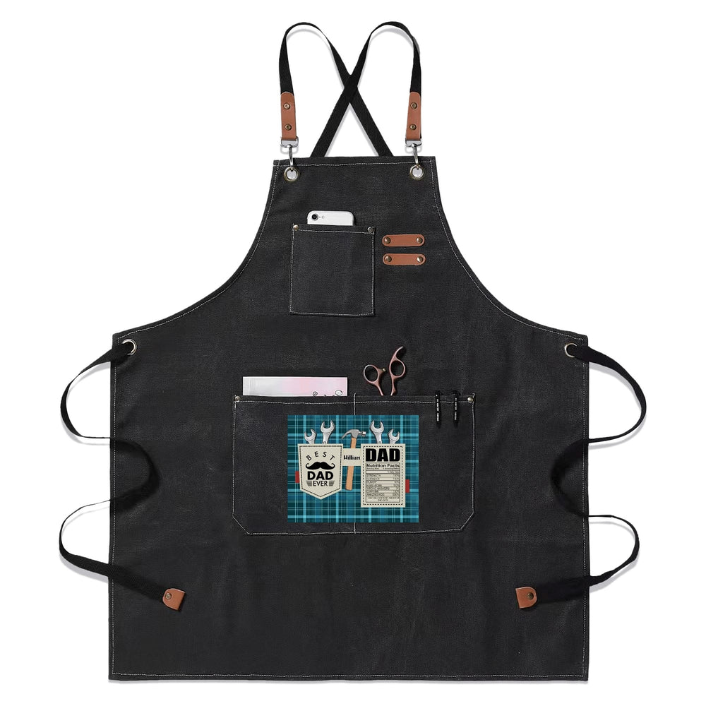 Personalized Dad Apron with Tools Design Black-Royal Blue