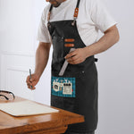 Personalized Dad Apron with Tools Design - Black Pocket Detail | Our Phoenix Rise