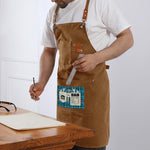 Personalized Dad Apron with Tools Design - Gray Worn by Person | Our Phoenix Rise