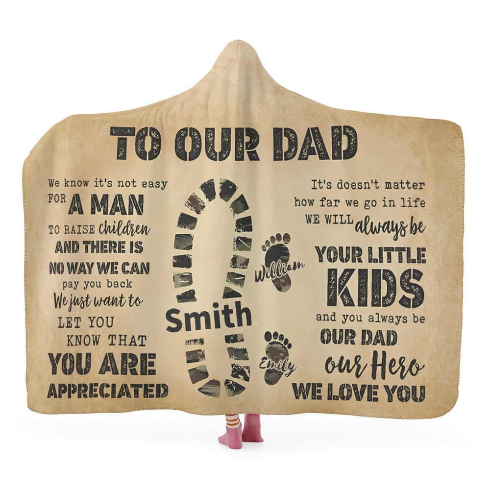Personalized Dad Hero Hooded Blanket S-L