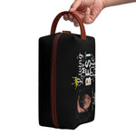 Personalized Makeup Bag - Living My Best Life, held by hand, side view with handle | Our Phoenix Rise