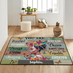 Personalized Inspirational African American Area Rug - full rug in bedroom | Our Phoenix Rise