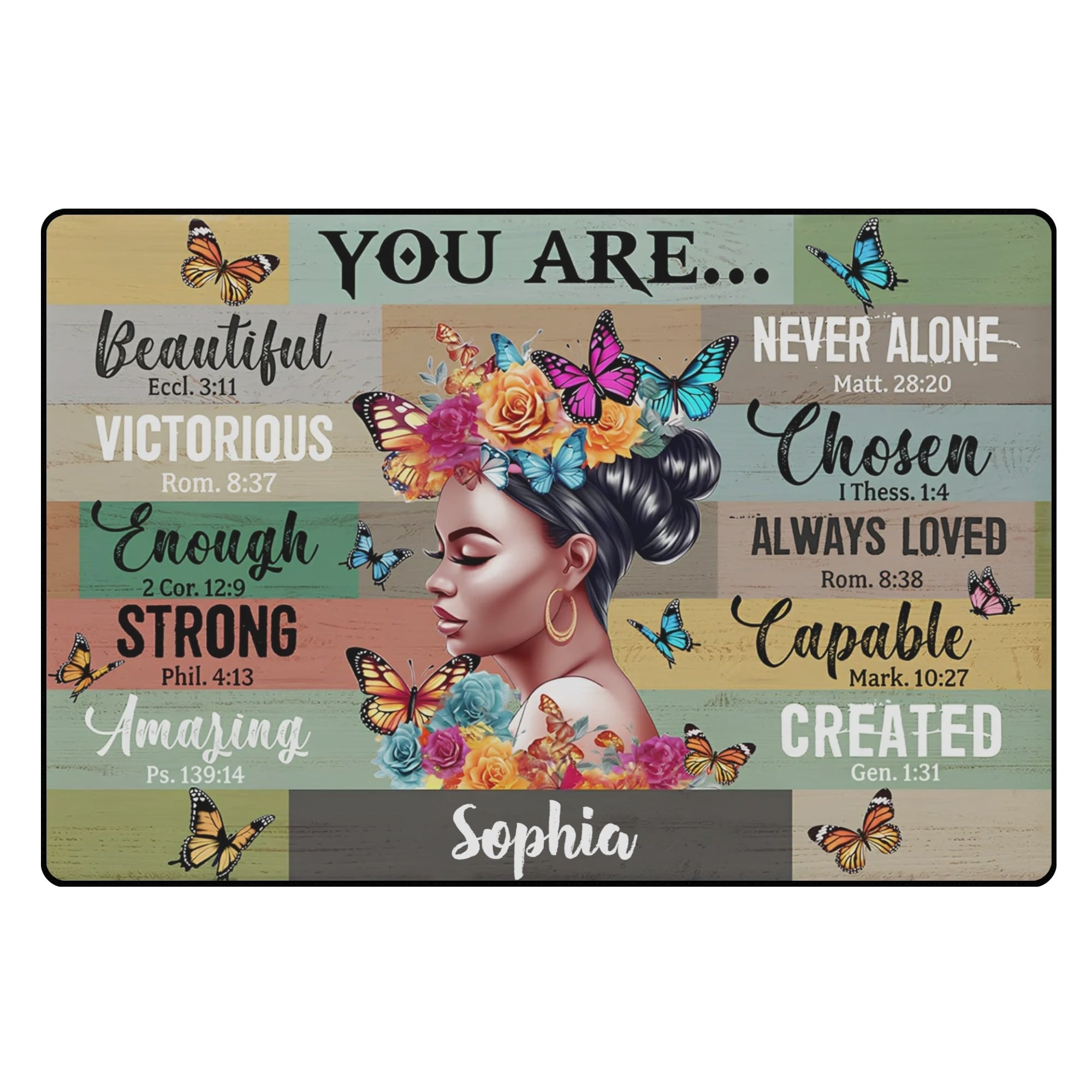 Personalized Inspirational African American Area Rug - detailed view of inspirational text | Our Phoenix Rise