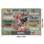 Personalized Inspirational African American Area Rug - angle showing texture and design | Our Phoenix Rise