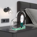 Personalized Doctor Appreciation Acrylic Plaque - angled view on modern nightstand | Our Phoenix Rise
