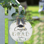 Personalized Graduation Welcome Sign Round Door Hanger - detail of customization "Congrats GRAD Sophia" | Our Phoenix Rise