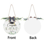 Personalized Graduation Welcome Sign Round Door Hanger - perspective shot on white picket fence | Our Phoenix Rise