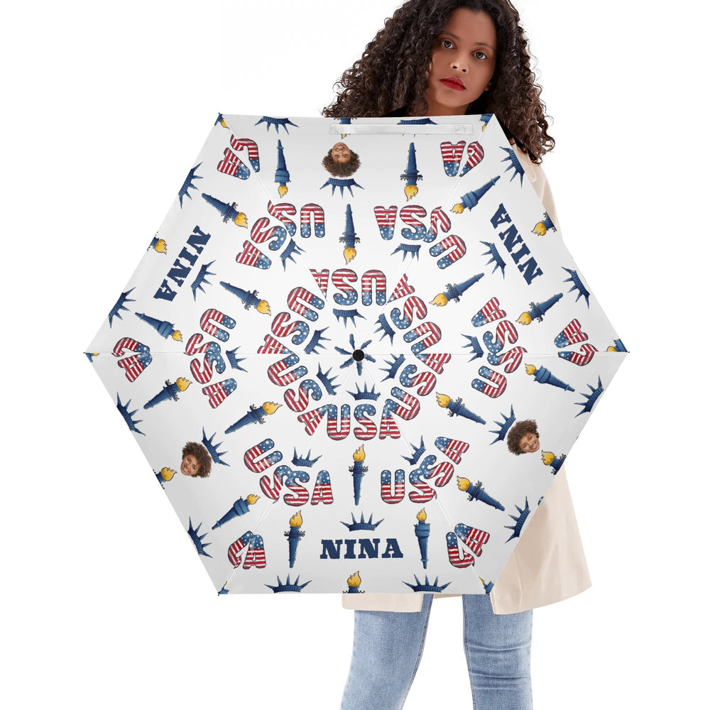 Personalized Patriotic Auto Open Close Umbrella