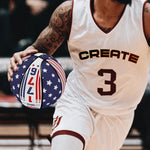 American Flag Basketball - Close up of red and white stripe panels | Our Phoenix Rise