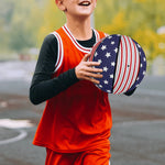 American Flag Basketball - Three-quarter view of blue star pattern | Our Phoenix Rise