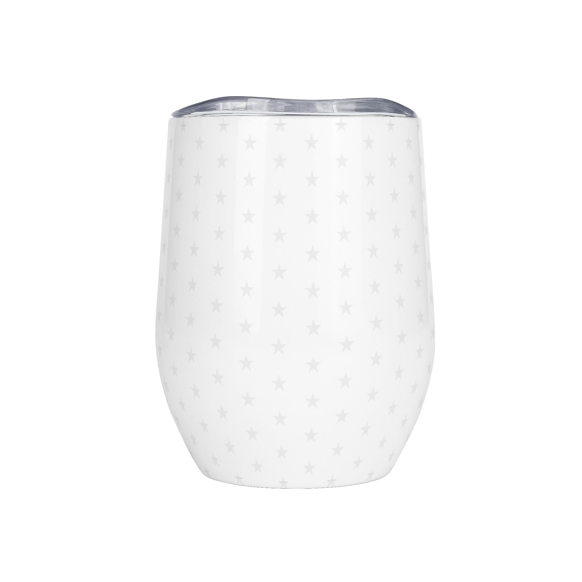 Personalized Patriotic 12oz Insulated Wine Tumbler - Side angle with lid | Our Phoenix Rise