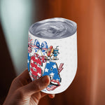 Personalized Patriotic 12oz Insulated Wine Tumbler - Lid detail, showing sip opening | Our Phoenix Rise