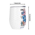 Personalized Patriotic 12oz Insulated Wine Tumbler - Bottom view with product details | Our Phoenix Rise