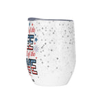 Personalized Patriotic 12oz Wine Tumbler - Front view with lid on white background | Our Phoenix Rise