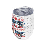 Personalized Patriotic 12oz Wine Tumbler - Side view with lid | Our Phoenix Rise
