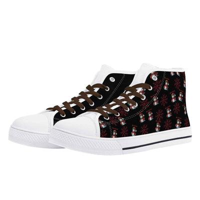 Mens Christmas Inspired Rubber High Top Canvas Shoes with Graffiti Style